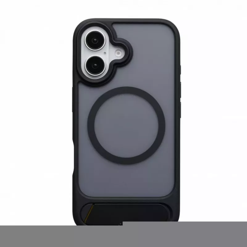 Evelatus Apple iPhone 16 Funda con soporte y MagSafe con recubrimiento de goma Negro