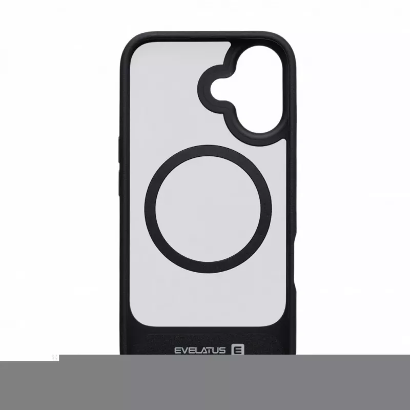 Evelatus Apple iPhone 16 Funda con soporte y MagSafe con recubrimiento de goma Negro