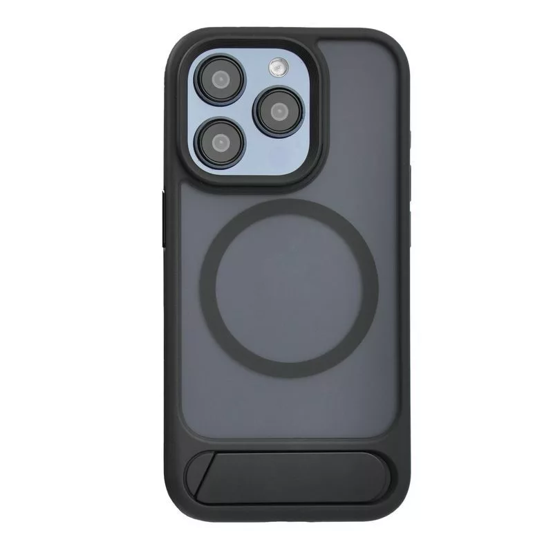 Evelatus Apple iPhone 15 Pro Max Funda Rubber Coated MagSafe con Soporte Negro
