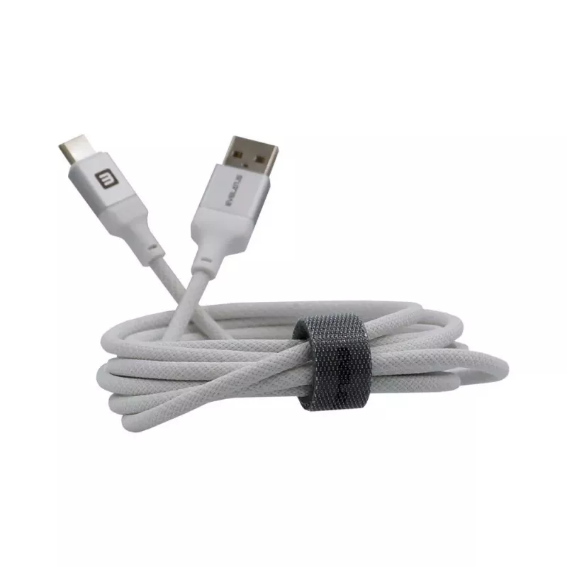 Evelatus Cable USB-A a USB-C 2M Carcasa de Aluminio Trenzado Blanco