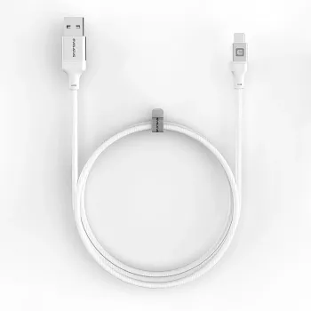 Evelatus Cable USB-A a USB-C 2M Carcasa de Aluminio Trenzado Blanco