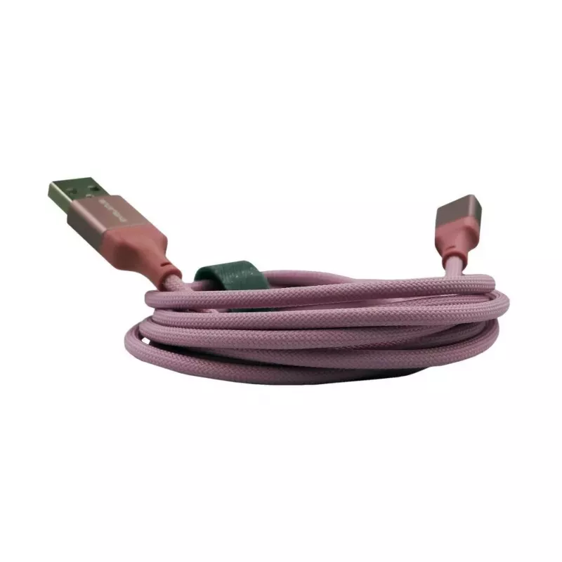 Evelatus Cable USB-A a USB-C 2M Nylon Trenzado Carcasa de Aluminio Rosa