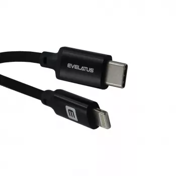 Evelatus Cable Enrollable AutoSpring USB-A a Lightning 1,2M Negro