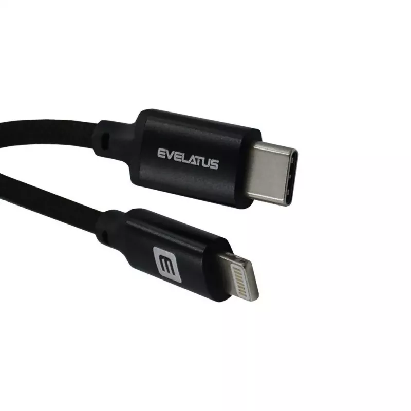 Evelatus Cable Enrollable AutoSpring USB-A a Lightning 1,2M Negro