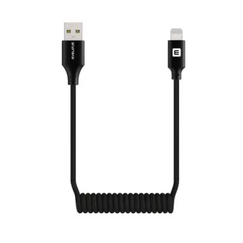 Evelatus Cable Enrollable AutoSpring USB-A a Lightning 1,2M Negro