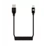 Evelatus Cable Enrollable AutoSpring USB-A a Lightning 1,2M Negro