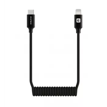 Evelatus Cable Enrollable AutoSpring USB-C a Conector Lightning 1,2M Negro