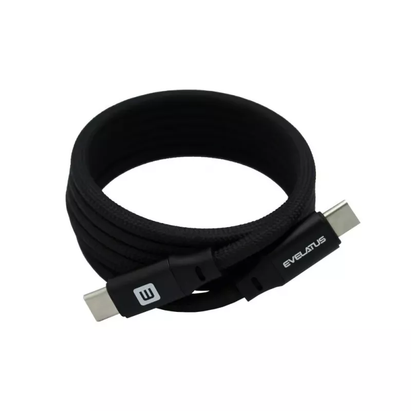 Evelatus Cable Magnético E-Mag Power 60W USB-C a USB-C 1,2m Negro