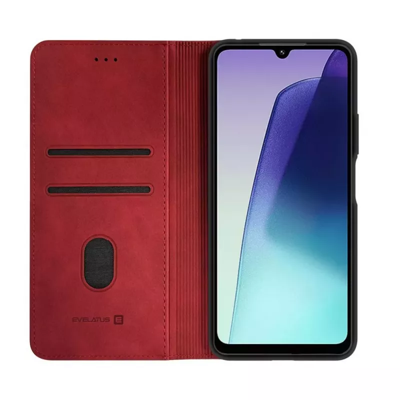 Evelatus Funda tipo libro de piel PU para Xiaomi Redmi 14C 4G/14C 5G/Redmi A4/POCO C75 roja