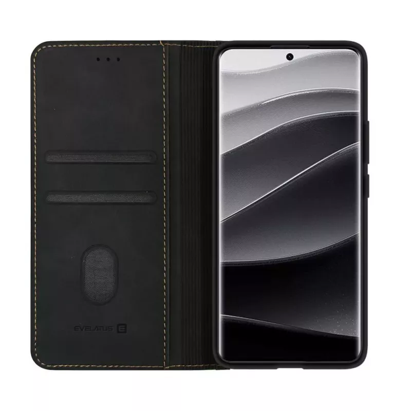 Evelatus Funda tipo libro para Xiaomi Redmi Note 14 Pro Plus negra