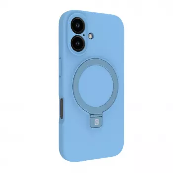 Evelatus Funda de silicona Soft Touch Premium con MagSafe y soporte para Apple iPhone 16 azul