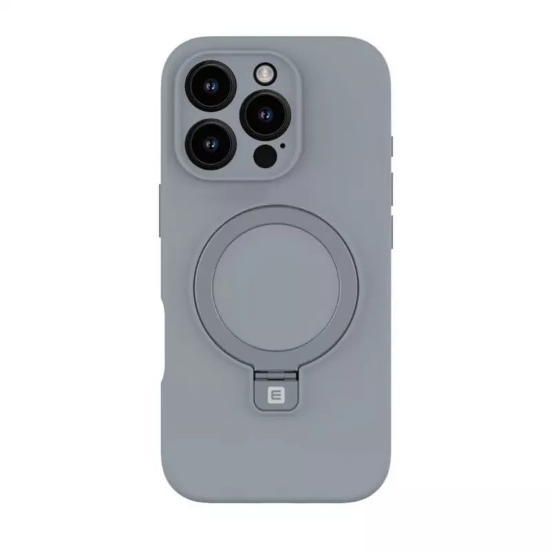 Evelatus Funda de silicona Soft Touch con MagSafe y soporte para Apple iPhone 16 Pro Max plateada