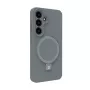Evelatus Funda de silicona Soft Touch con imán y soporte para Samsung Galaxy S25 plateada