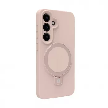Evelatus Funda de silicona Soft Touch con imán y soporte para Samsung Galaxy S25 Pink Sand