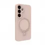 Evelatus Funda de silicona Soft Touch con imán y soporte para Samsung Galaxy S25 Pink Sand