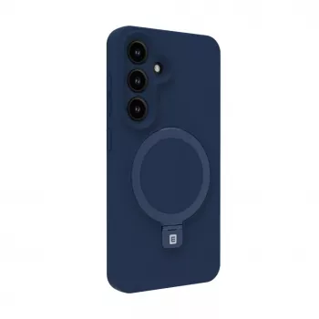 Evelatus Funda de silicona Soft Touch con imán y soporte para Samsung Galaxy S25 azul medianoche