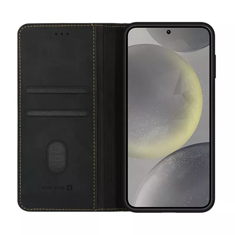 Evelatus Funda tipo libro para Samsung Galaxy S25 negra