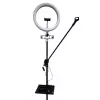 iLike Lámpara Anillo LED Selfie S14 36 cm + Trípode 2,1 m + Bandeja y 3 Soportes para Teléfono/Micrófono Negro