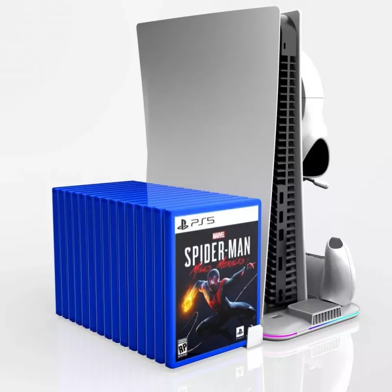 iLike DZ504 Slim Multi Dock Station para mandos PlayStation 5 PS5 con ventiladores y RGB, negro