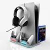 iLike DZ504 Slim Multi Dock Station para mandos PlayStation 5 PS5 con ventiladores y RGB, negro