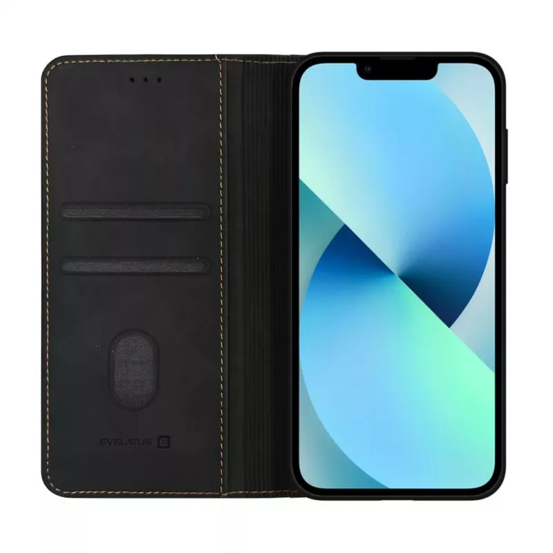 Evelatus Apple iPhone 16e / SE4 Funda tipo libro Folio negra