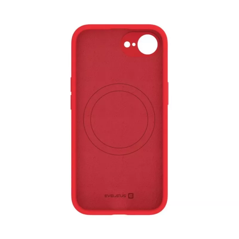 Evelatus Apple iPhone 16e / SE4 Funda de silicona Soft Touch Premium Magsafe roja