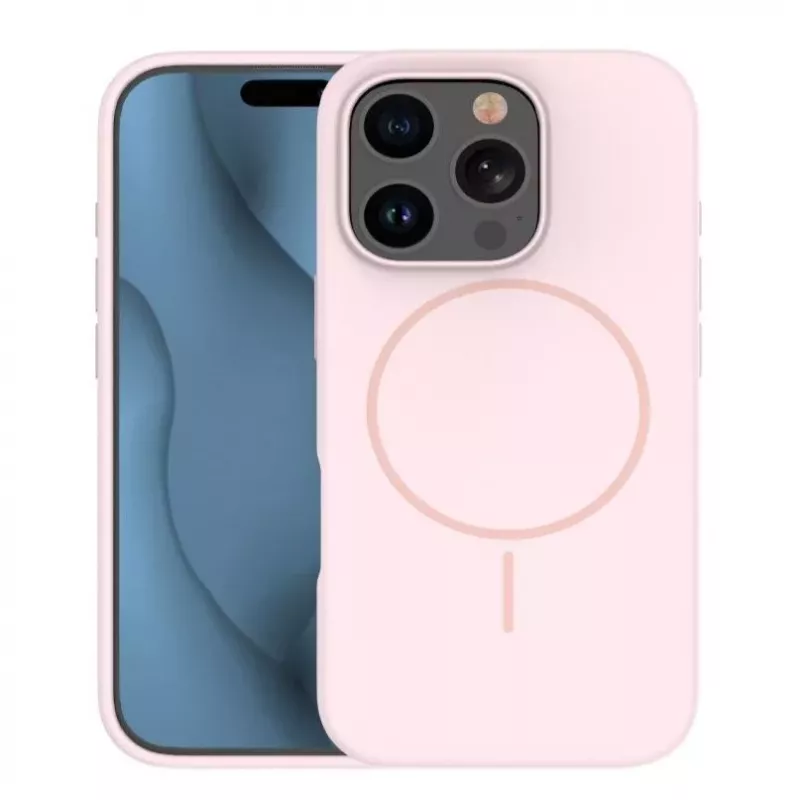 iLike Apple iPhone 16 Pro Funda de silicona Soft Touch con imán rosa claro