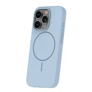 iLike Apple iPhone 16 Pro Max Funda de silicona Soft Touch con imán azul claro