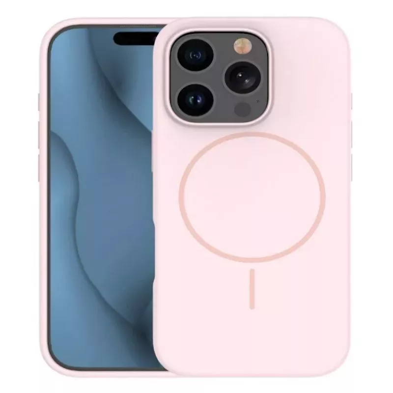 iLike Apple iPhone 16 Pro Max Funda de silicona Soft Touch con imán rosa claro