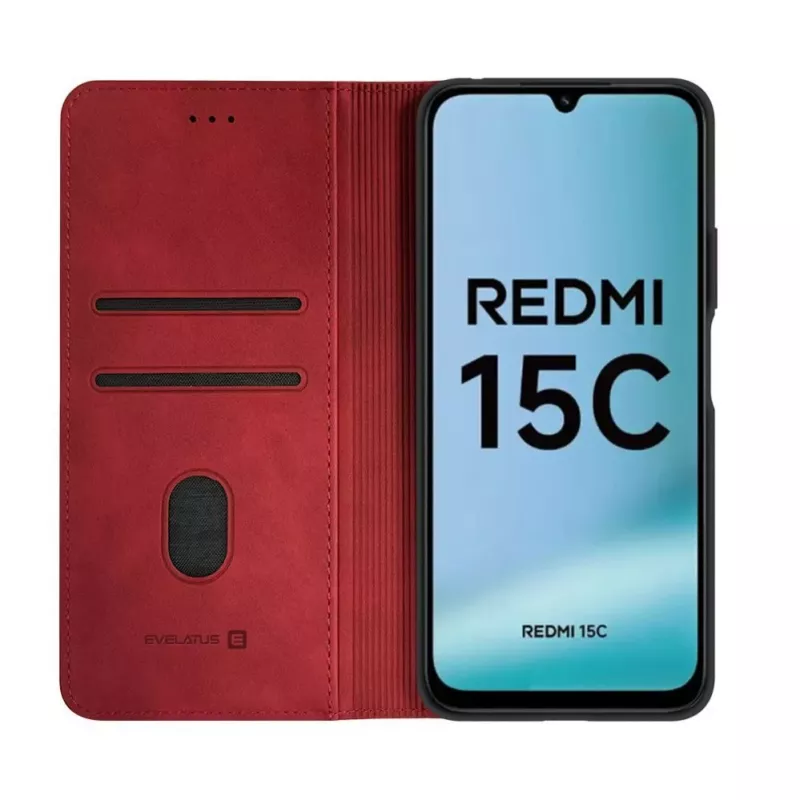 Evelatus Xiaomi Redmi 15C 4G/5G Book Case Folio Rojo