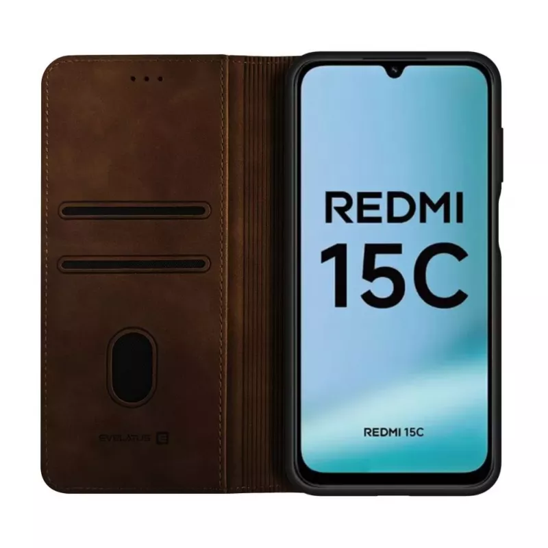Evelatus Xiaomi Redmi 15C 4G/5G Book Case Folio Marrón
