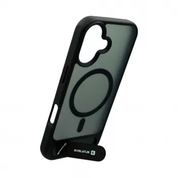 Evelatus Apple iPhone 17 funda con recubrimiento de goma MagSafe con soporte negra