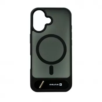 Evelatus Apple iPhone 17 funda con recubrimiento de goma MagSafe con soporte negra