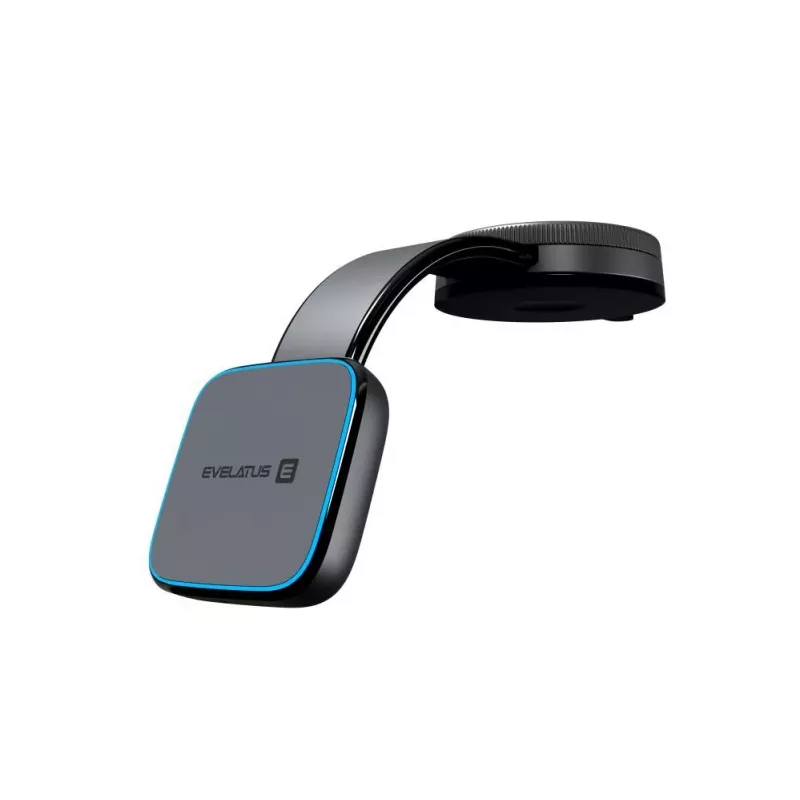 Evelatus MagSafe Qi Wireless Charging Magnetic Bendable 360° Swivel Suction Cup Mount para Salpicadero/Parabrisas de Coche, Negro