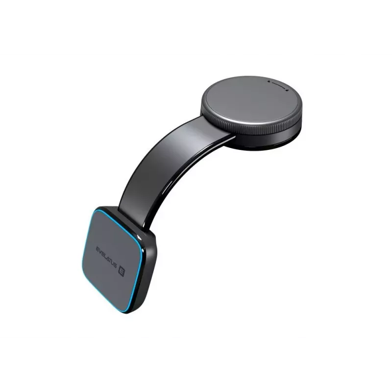 Evelatus MagSafe Qi Wireless Charging Magnetic Bendable 360° Swivel Suction Cup Mount para Salpicadero/Parabrisas de Coche, Negro