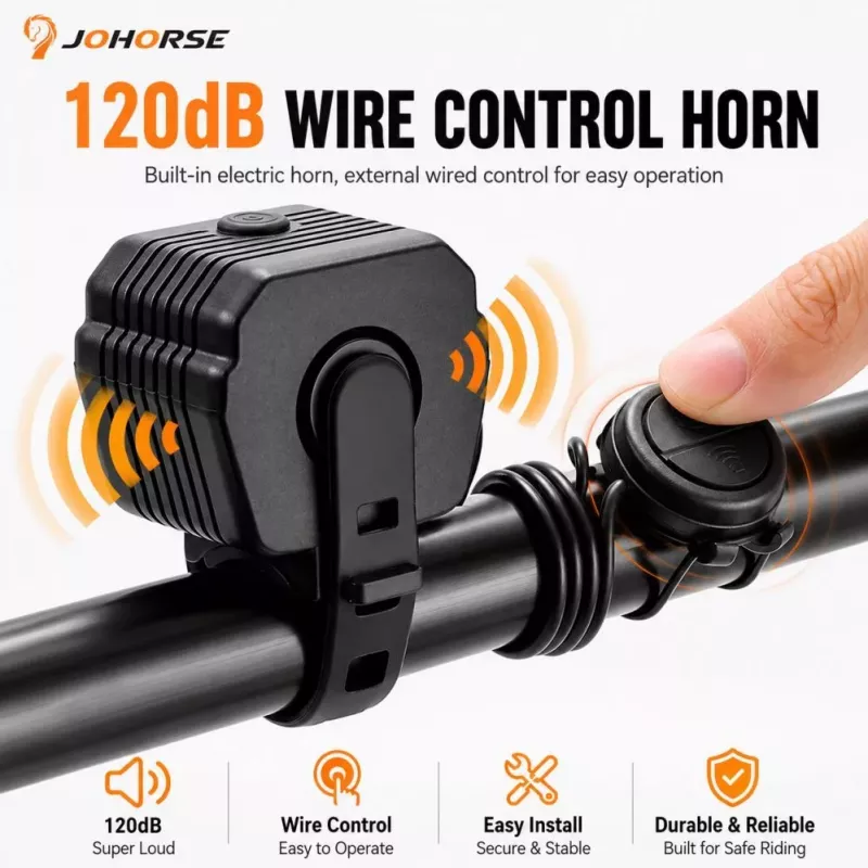 iLike bocina eléctrica para bicicleta de 120dB con mando a distancia por cable, bocina impermeable para bicicletas y patinetes eléctricos