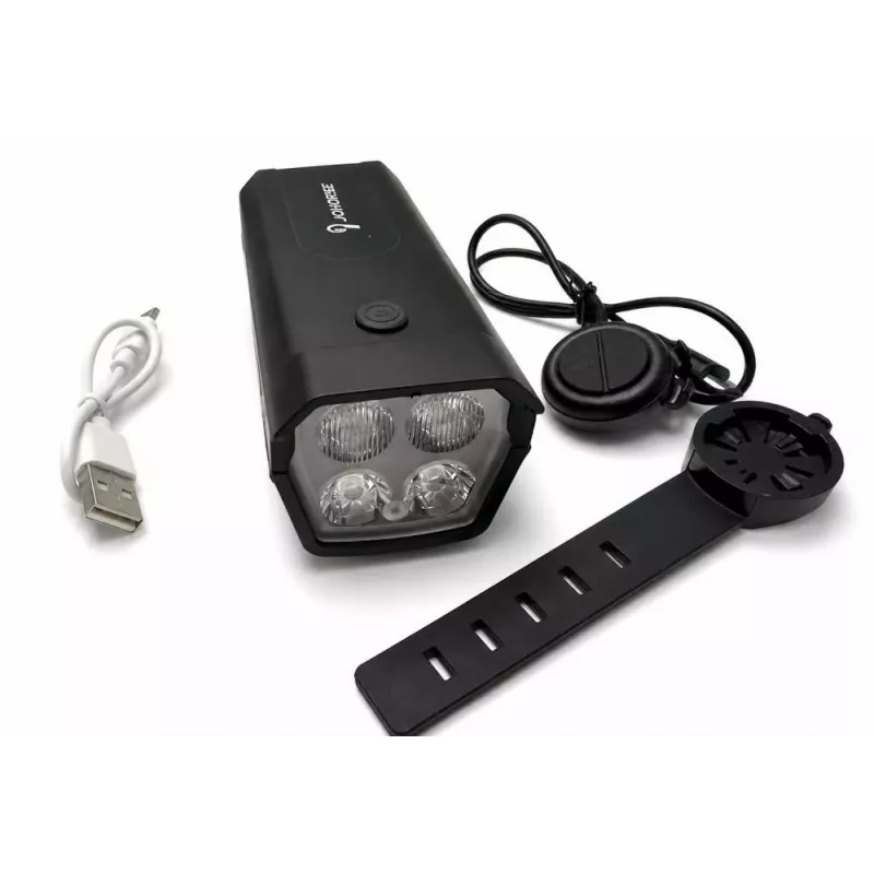 iLike faro recargable para bicicleta con bocina eléctrica de 120 dB, luz LED para bicicleta de 300 lúmenes, recargable por USB, mando a distancia en el manillar