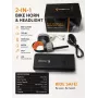 iLike JOHORSE faro de bicicleta y bocina eléctrica – 300 lúmenes, 120 dB, recargable por USB