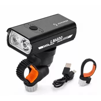 iLike JOHORSE luz delantera recargable por USB para bicicleta, faro LED para bicicleta de 400LM, doble haz, carcasa de aluminio, indicador de nivel de batería, luz impermeable para bicicleta