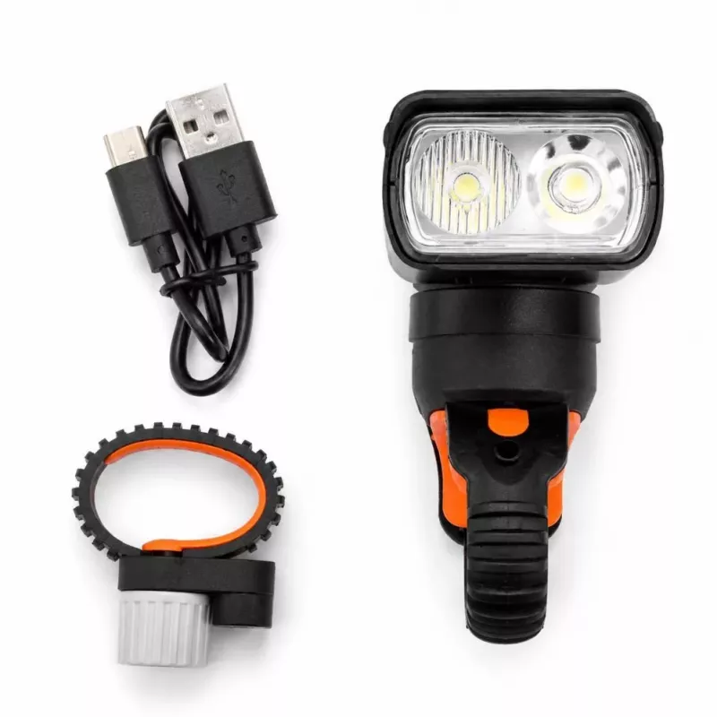 iLike JOHORSE luz delantera recargable por USB para bicicleta, faro LED para bicicleta de 400LM, doble haz, carcasa de aluminio, indicador de nivel de batería, luz impermeable para bicicleta