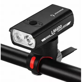 iLike JOHORSE luz delantera recargable por USB para bicicleta, faro LED para bicicleta de 400LM, doble haz, carcasa de aluminio, indicador de nivel de batería, luz impermeable para bicicleta