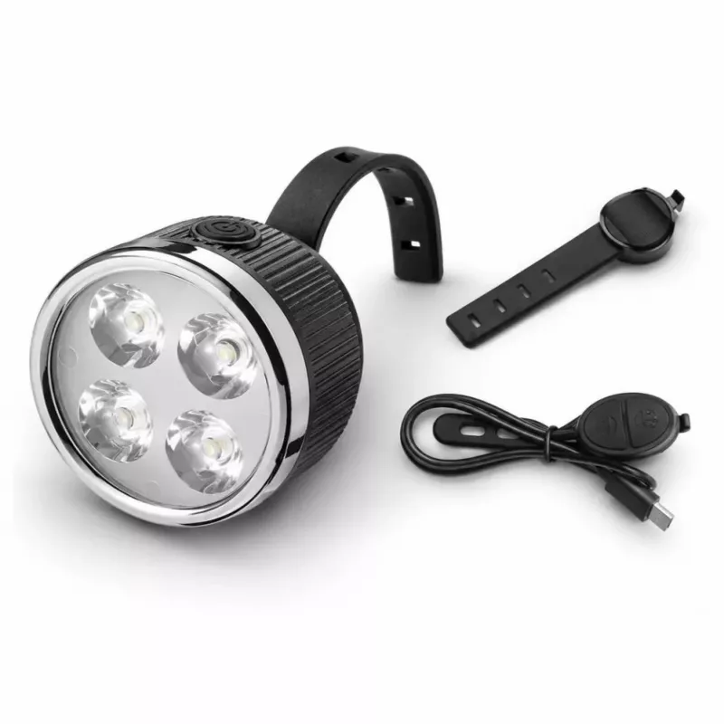 iLike faro de bicicleta recargable con bocina de 120 dB, 280 lúmenes, 4 modos de luz, recargable por USB, mando a distancia inalámbrico