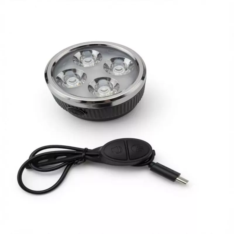 iLike faro de bicicleta recargable con bocina de 120 dB, 280 lúmenes, 4 modos de luz, recargable por USB, mando a distancia inalámbrico