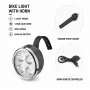 iLike faro de bicicleta recargable con bocina de 120 dB, 280 lúmenes, 4 modos de luz, recargable por USB, mando a distancia inalámbrico