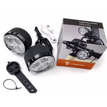 iLike Set de luces de bicicleta USB recargables 4-LED – luces delantera y trasera con bocina de 120dB