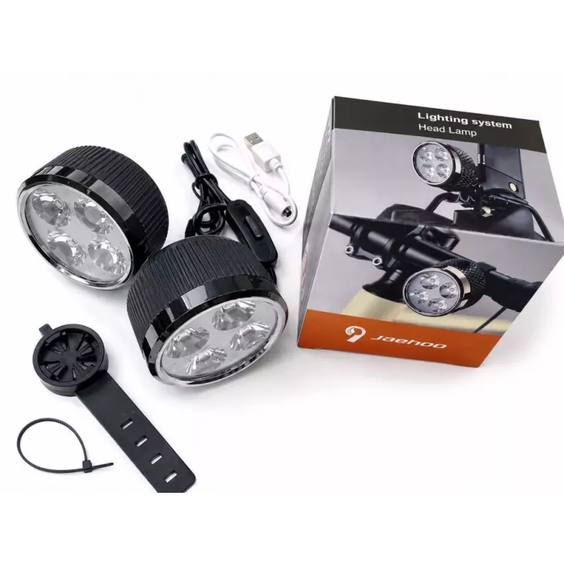 iLike Set de luces de bicicleta USB recargables 4-LED – luces delantera y trasera con bocina de 120dB