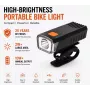 iLike Luz delantera de bicicleta recargable por USB, faro de bicicleta LED de alta luminosidad JH420, luz de bicicleta impermeable IP65 para MTB, bicicleta de carretera y e-bike negra