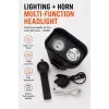 iLike JOHORSE Luz de bicicleta recargable con bocina de 120dB, faro de bicicleta LED recargable por USB, luz de carretera/cruce, impermeable IPX4, luz delantera negra