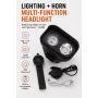 iLike JOHORSE Luz de bicicleta recargable con bocina de 120dB, faro de bicicleta LED recargable por USB, luz de carretera/cruce, impermeable IPX4, luz delantera negra