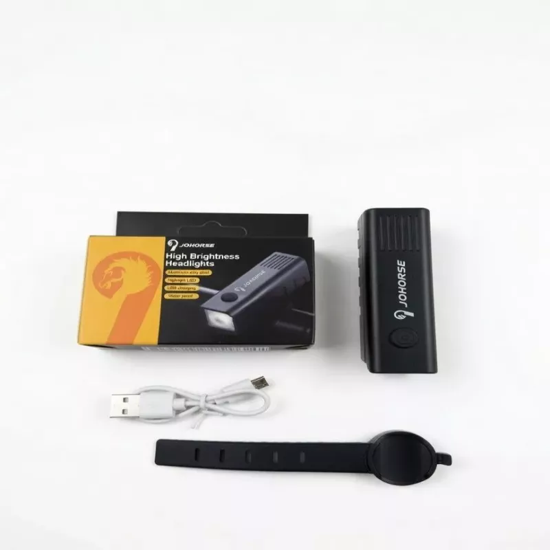 iLike JOHORSE Luz delantera de bicicleta recargable por USB, luz delantera de bicicleta LED de alta luminosidad, impermeable IPX4, carcasa de ABS, montaje fácil en el manillar